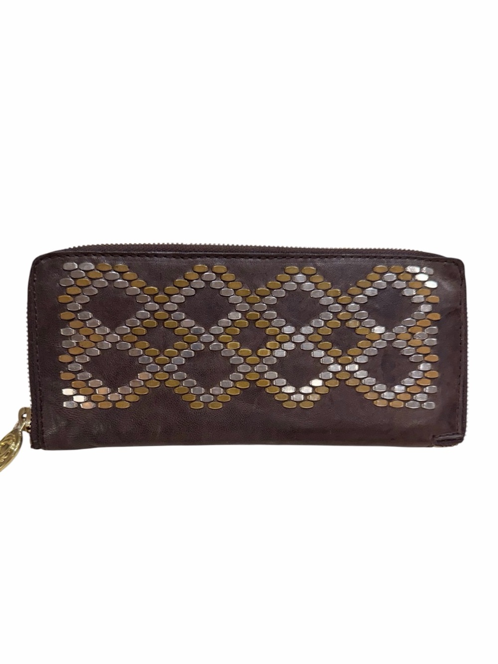 Colleen Cordero Brown Leather 
Metal Accents Wallet Boho
Western Made In USA